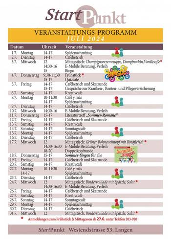 startpunkt programm juli 2024 © StartPunkt
