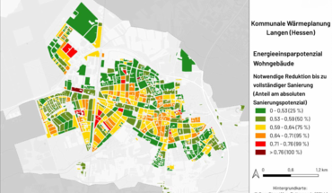 Abbildung 2 Räumliche Darstellung des Einsparpotenzials bis 2045 &copy; Stadt Langen