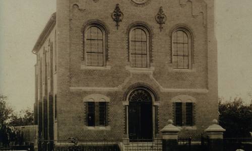 Historisches Foto der alten Langener Synagoge an der Dieburger Straße. synagoge