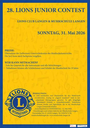 Plakat Lions Junior Contest 31.05.2026 &copy; Lions Club