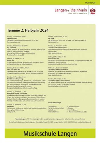 Plakat Musikschulprogramm 2. Halbjahr 2024 © Stadt Langen